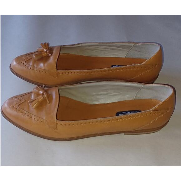 Nickels Made in Italy Tan Leather Loafers Women's 9AA Tassels Embellished Design - Picture 4 of 10